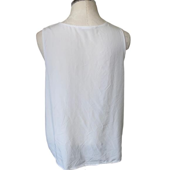 Given Kale Embroidered V-Neck Sleeveless Boho Indie Blouse White Size Large - Picture 3 of 5